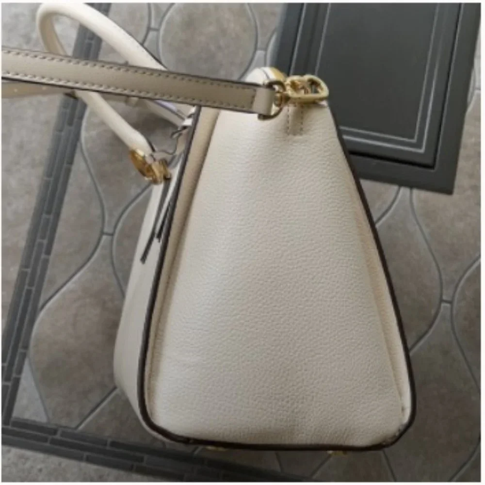 Michael Kors Daria Large Satchel Bag Leather Light Cream - Picture 5 of 15